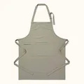 Produktbild: Homescapes Graue Kochschürze waschbar aus 100% Baumwolle, Latzschürze mit Tasche, verstellbare Schürze mit langen Bändern