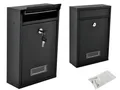 Produktbild: malatec Briefkasten Wand Stahl 34x30,7x10 cm Außen Schloss Schwarz mit Schlüssel