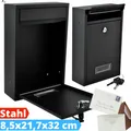 Produktbild: Briefkasten Stahl Postkasten Schwarz Wandbriefkasten Abschließbar Mailbox