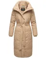 Produktbild: Navahoo Damen Wintermantel Warmer Steppmantel extralang mit Gürtel Mirenaa Beige Gr. XXL