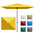 Produktbild: paramondo interpara Sonnenschirm aus 230 g/㎡ Polyesterfaser quadratisch 3 x 3m gelb + Gestell anthrazit, Gartenschirm Marktschirm knickbar, Stabil, für Terrasse Balkon Sonnenschirm mit Kurbel, 8,8kg
