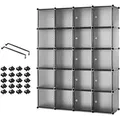 Produktbild: Mondeer Kleiderschrank DIY 20 Kubus Kunststoff Kleiderschrank Regalsystem mit 2 Kleiderstange Garderobenschrank Kombischrank 145*180*37cm Grau - Grau