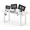 Produktbild: FLEXISPOT Höhenverstellbarer Schreibtisch 180x80cm Elektrisch mit 4 Beinen, 2 Motoren, 80 kg Tragkraft, LED-Display, Memory-Steuerung und Haken (W... - Weiß