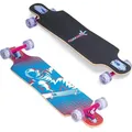 Produktbild: muuwmi Longboard Compact Space, LED- Leuchtrollen, ABEC 7, Deck 83x22 cm, 5,5 Zoll FOX Aluminium Trucks, Rollen 60x45 mm - Blau