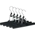 Produktbild: Hosenbügel Metall 5er Set, 360° Drehbarer Haken, Fest Schließend, Rockbügel, Gummierte Klemmen, 26cm, Schwarz - Relaxdays