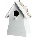 Produktbild: Spetebo - Holz Vogelhäuschen Zum Aufhängen 20 X 14 Cm - Weiß - Garten Deko Vogel Nist Haus Mit Fütterungsloch