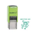 Produktbild: Trodat edy FIX Motivationsstempel für Lehrer und Pädagogen, Stempelset zum Motivieren – 1 Motiv Frosch WEITER SO, Deutsch, Gehäuse Grün, Abdruck Grün, Selbstfärbend, 20 x 20 mm
