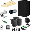 Produktbild: Canna4Home GrowBox Komplettset 100 x 100 x 200 cm schwarz Anbau Set Gewächshaus mit dimmbarer LED Vollspektrum Grow-Lampe, mit Abluftset, Pflanztöpfe