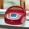 Produktbild: Camping Musik Anlage tragbar USB SD Stereo Radio Boombox Uhr AEG SR 4373 ROT