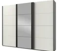 Produktbild: Wimex Schwebetürenschrank Bern (3 Türen, Einlegeböden, Kleiderstangen, Spiegel, 1-St., moderne Optik, Metallgriffleisten, mit Spiegel) 225x64x210cm weiß raw steel