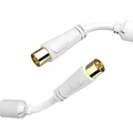 Produktbild: Hama Antennen-Kabel, Koax-Stecker - Koax-Kupplung, vergoldet, 1,5 m, 100 dB, Weiß