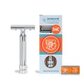 Produktbild: MERKUR Rasierhobel 34C | Kompaktgriff Glanzchrom | Zweiteiliger Rasierer mit geradem Schnitt | Geschlossener Kamm | Ideal zur Nassrasur | Zinkdruckguss | Schweres Griffstück | Made in Germany