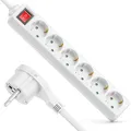 Produktbild: Steckdosenleiste 6-Fach Flachstecker Mehrfachsteckdose Mehrfachstecker 3m Kabel