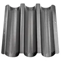 Produktbild: Küchenprofi Baguette Backform BAKE ONE | Stahl, antihaftbeschichtet | Lochblech für 3 Brote | gleichmäßige Hitzeverteilung | Hitzebeständig bis 230°C | Back Zubehör | Maße: 38×30×3,5cm