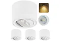 Produktbild: Sweet LED LED Aufbaustrahler flach 4er Set 5 W 230 V Aufbauspots rund weiß matt Aluminium, LED wechselbar, Warmweiß, LED Deckenlampe, Deckenspot, Deckenstrahler, schwenkbar