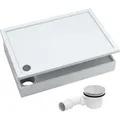 Produktbild: AQUABAD® Duschwanne Komplettset Basic Smooth White 80x100cm Rechteck inkl. Styroporträger und Ablaufgarnitur Alcadrain A49CR