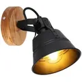 Produktbild: Globo Strahler Günther, Braun, Schwarz, Gold, Holz, Metall, 17x18x14 cm, verstellbare Spotlights, Lampen & Leuchten, Innenbeleuchtung, Spots & Strahler