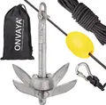 Produktbild: ONVAYA® Bootsanker | 0,7 kg | Klappanker | Ankerleine Karabiner Boje Beutel