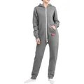 Produktbild: Basisstoff Jumpsuit Damen Jumpsuit Overall Onesie Einteiler Hausanzug Baumwolle grau S