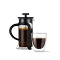 Produktbild: Tchibo Siebstempelkanne für manuelle Kaffeezubereitung, French Press aus hitzebeständigem Borosilikatglas, spülmaschinengeeignet, 300ml Fassungsvermögen für ca. 2 Tassen, Edelstahl, Schwarz