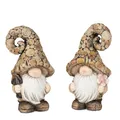 Produktbild: 2er Set Dekofiguren Zwerge HOLZOPTIK H. 16cm braun aus Kunststein Formano H25