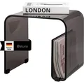 Produktbild: eluno 2in1 Beistelltisch aus schwarz-transparentem Acryl mit Magazinhalter