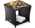 Produktbild: Casaria Beistelltisch, Polyrattan Akazienholz 45x45x40cm Wetterfest 80kg Belastbarkeit Garten