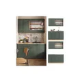 Produktbild: Vicco Küchenzeile Küchenblock Einbauküche Fame-Line Single Landhaus Eiche Grün Gold 140 cm modern Küchen Schränke Spülenunterschrank Schubunterschrank Hängeschrank Hängeglasschrank