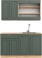 Produktbild: Singleküche Vicco Fame-Line Grün-Gold Landhaus/Goldkraft Eiche 140 cm ohne Arbeitsplatte, Model 38640