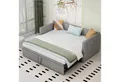 Produktbild: Odikalo Schlafsofa Polsterbett Ausziehbar 90/180*200cm Lattenrosten Samtstoff Beige/Grau