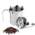Produktbild: Milchaufschäumer Manuell Double Mesh Milchschaum 400ml Edelstahl Milk Frother...