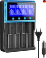 Produktbild: Universal Akku Ladegerät, 18650 Akku Ladegerätmit 4 Schacht, LCD Smart Schnell A