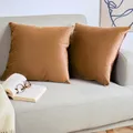 Produktbild: Blumtal 2er Set Kissenbezug 45x45 cm Hellbraun - dekorativer Samt Kissenbezug mit verstecktem Reißverschluss, Kissenhülle für Zierkissen Deko-Kissen Polster Sofakissen & Couchkissen, waschbar