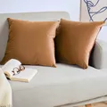 Produktbild: 2er Set Kissenbezug 45x45 cm Hellbraun - dekorativer Samt Kissenbezug mit ver...