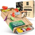Produktbild: Loco Bird massives Bambus Schneidebrett mit Auffangschalen - 43x30x7cm groß