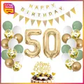 Produktbild: 50. Geburtstag Deko Luftballon Salbeigrün Weiß Gold Zahl 50 Tortendeko Feier