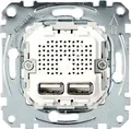 Produktbild: Merten USB Ladestation-Einsatz MEG4366-0100 | Unterputz | 2x USB Typ A | 2100 mA | 5V | 100-240V | USB Steckdose
