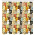 Produktbild: Abakuhaus Duschvorhang Moderner Digitaldruck mit 12 Haken auf Stoff Wasser Resistent Breite 175 cm, Höhe 200 cm, Katzen Lustige farbige Cartoon bunt 175 cm x 200 cm