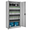 Produktbild: tectake Aktenschrank Büroschrank Blain mit 5 Böden 40x80x180cm (Komplettset, 1-St., inkl. 2 Schlüssel) aus pulverbeschichtetem Stahl