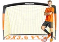 Produktbild: Happy Jump Pop-Up Fußballtor –150x110 cm, 1 Tor, Schwarz Orange | Faltbares Tor aus Glasfaser für Kinder & Erwachsene | Ideal für Garten & Park