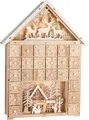 Produktbild: BRUBAKER Adventskalender zum Befüllen - Weihnachtshaus 2025 - Weihnachtskalender aus Holz mit LED Beleuchtung - Rentiere im Wald, Schnee Dorf mit Kindern - 40 cm Haus Kalender Beleuchtet