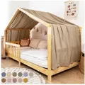 Produktbild: lilimaus Betthimmel Hausbetthimmel aus Musselin - Hausbett Deko für Mädchen & Jungen, Stilvolle Kinderzimmerdeko aus Baumwolle für gemütliche Hausbetten beige 135 cm x 360 cm