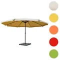Produktbild: Sonnenschirm Meran Pro, Gastronomie Marktschirm mit Volant Ø 5m Polyester/Alu 28kg ~ creme mit Ständer