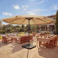 Produktbild: Sonnenschirm Meran Pro, Gastronomie Marktschirm mit Volant Ø 5m Polyester/Alu 28kg creme mit Ständer