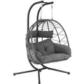Produktbild: Juskys Doppel Hängesessel Aria aus Polyrattan mit Gestell Grau
