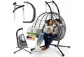 Produktbild: Juskys Hängesessel Aria, Polyrattan Doppelhängesessel, Schaukel mit Gestell & Kissen