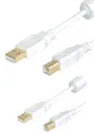 Produktbild: 2 Stück USB 2.0 Kabel A B AB Stecker WEiSS Anschluss Drucker Scanner Gold 1m
