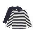 Produktbild: MINYMO Jungen Kinder 2er Pack Longsleeve Langarmshirt Shirt Rundhalsausschnitt Basic gestreift 3934, Größe:92, Farbe:Marshmallow (111)