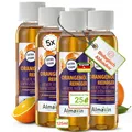 Produktbild: AlmaWin® Orangenöl Reiniger EXTRA STARK [5x 125ml] ideal als starker Allesreiniger & Fettlöser - Veganes Orangenreiniger Konzentrat mit fruchtigem Duft - Besonders ergiebiger Orangenölreiniger
