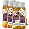 Produktbild: AlmaWin® Orangenöl Reiniger EXTRA STARK [6x 125ml] ideal als starker Allesreiniger & Fettlöser - Veganes Orangenreiniger Konzentrat mit fruchtigem Duft - Besonders ergiebiger Orangenölreiniger